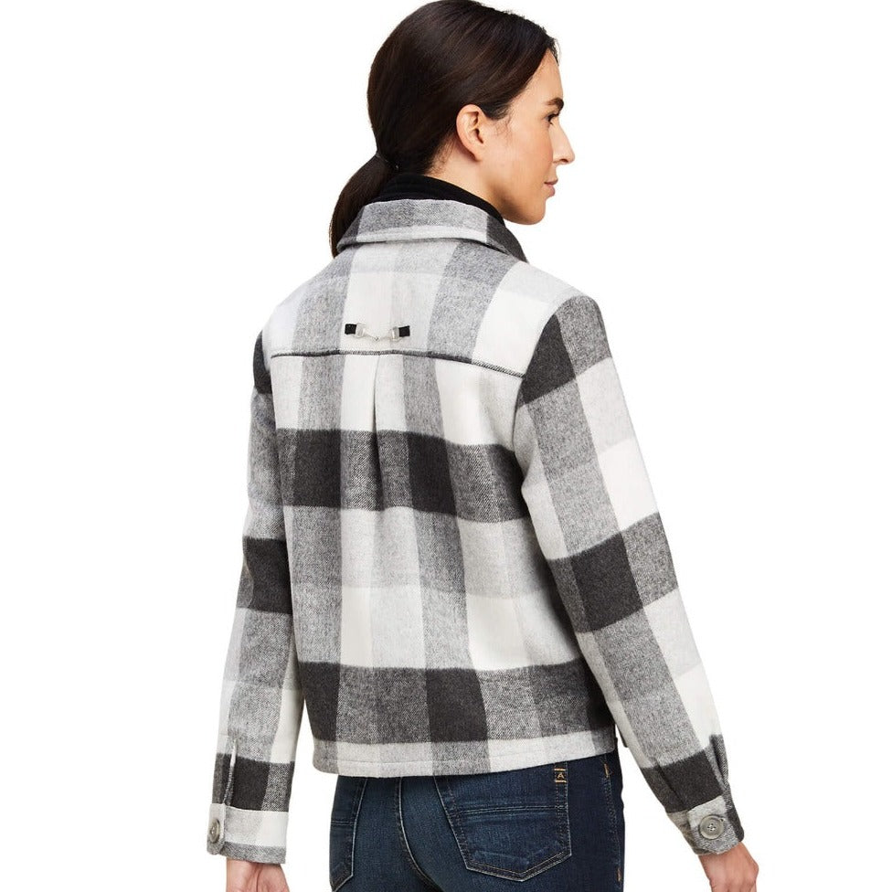 Ariat Women's Ashford Shirt Jacket in Grey White Plaid