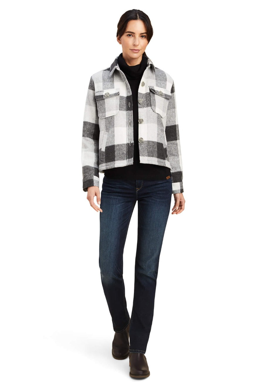 Ariat Women's Ashford Shirt Jacket in Grey White Plaid