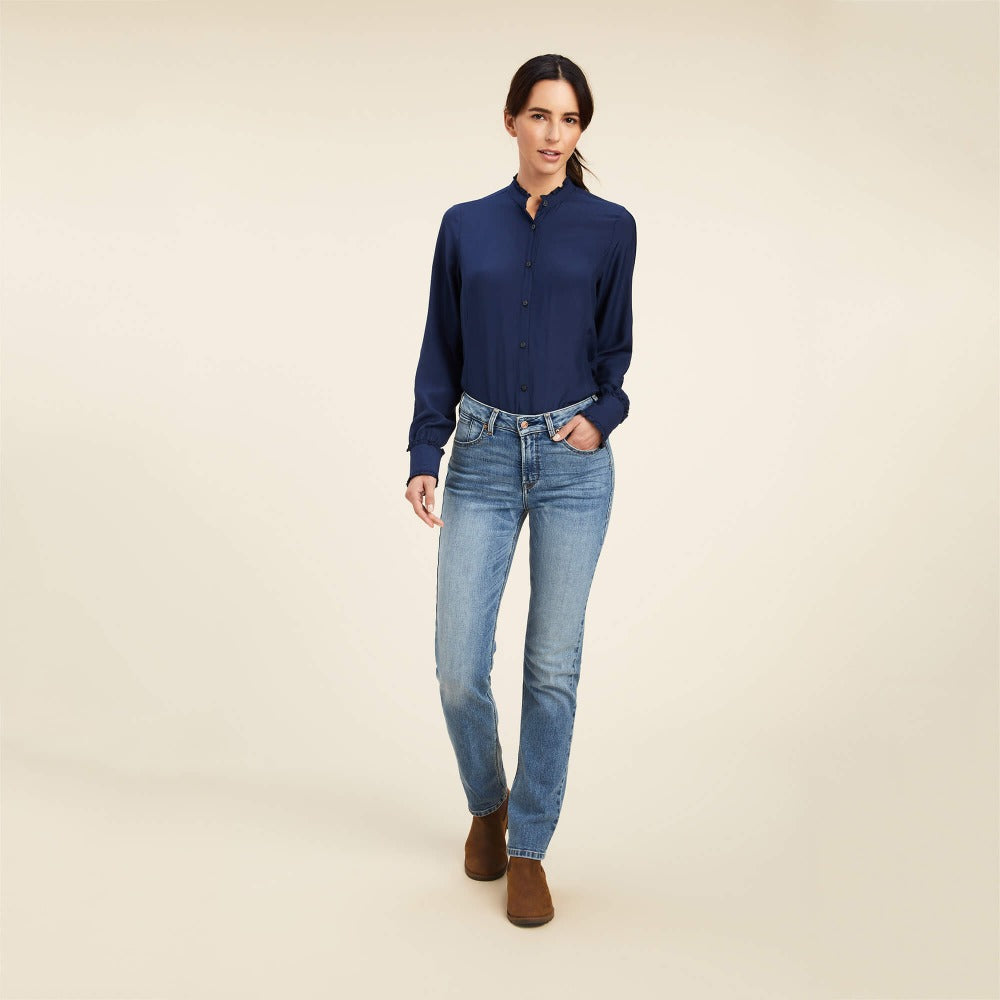 Ariat Women's Clarion Long Sleeve Blouse in Navy