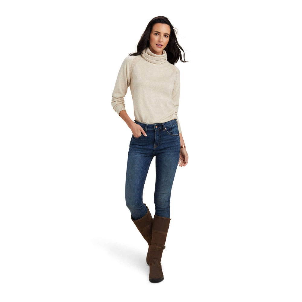 Ariat Women's Lexis roll neck Jumper in Oatmeal colour