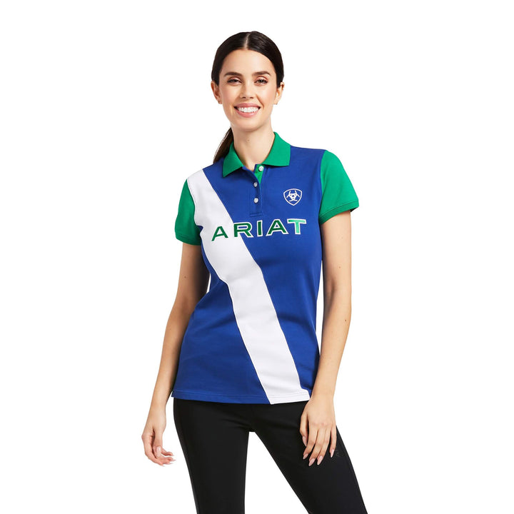 Ariat Women's Taryn Polo Shirt Mazarine Blue Pool Table Green  short sleeves