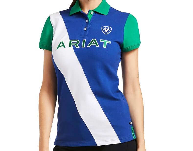Ariat Women's Taryn Polo Shirt Mazarine Blue Pool Table Green