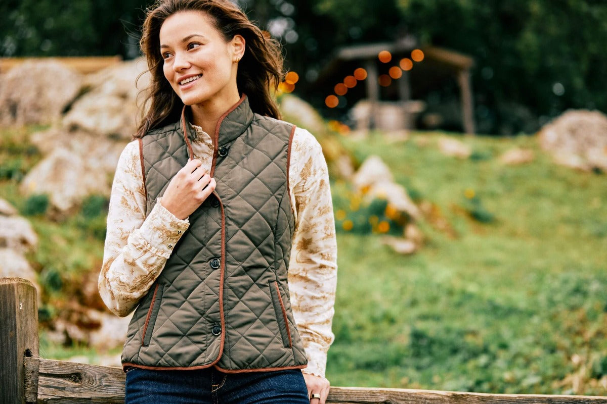 Womens green quilted vest hotsell