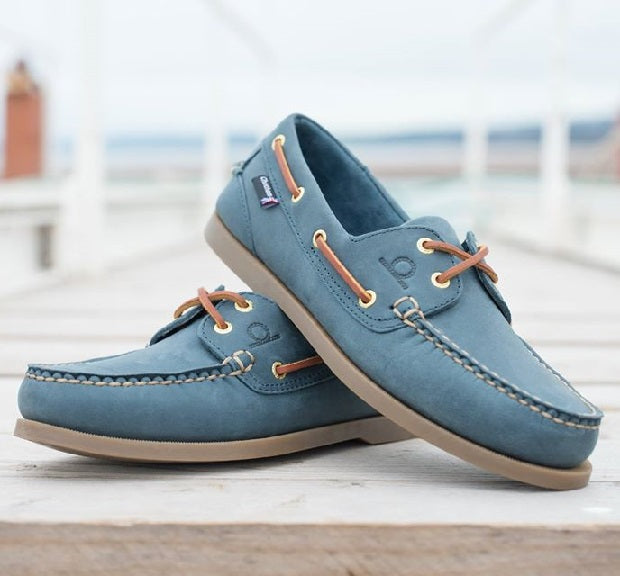 Chatham Mens Deck II G2 Boat Shoes Blue Nubuck Leather