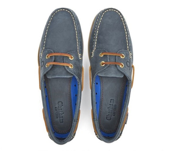 Chatham Mens Deck II G2 Boat Shoes Blue Nubuck Leather