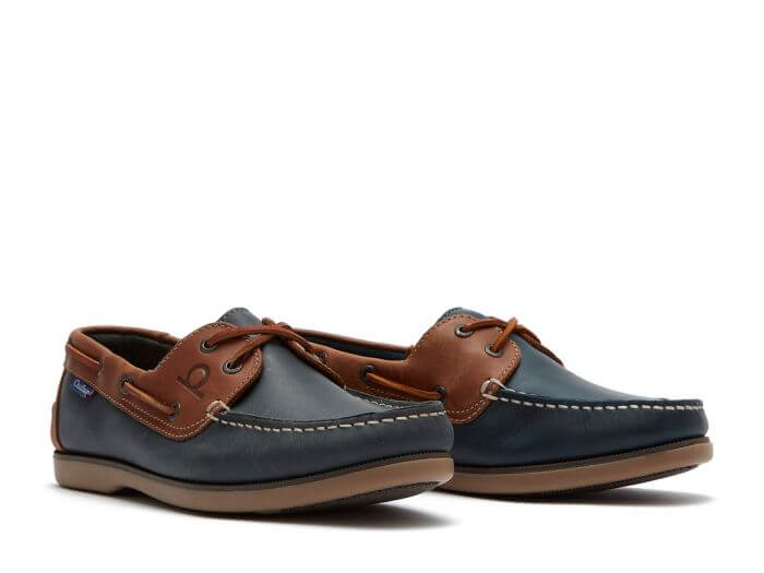 Chatham Men's Whitstable Boat Shoe Navy Tan Premium Leather