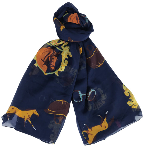 Chiffon Royal Equestrian Scarf by Grays in Navy