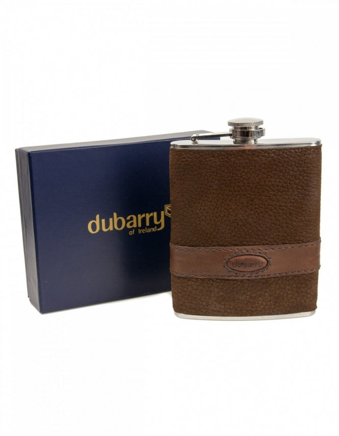 Dubarry Rugby Hip Flask Walnut Leather with Gift Box