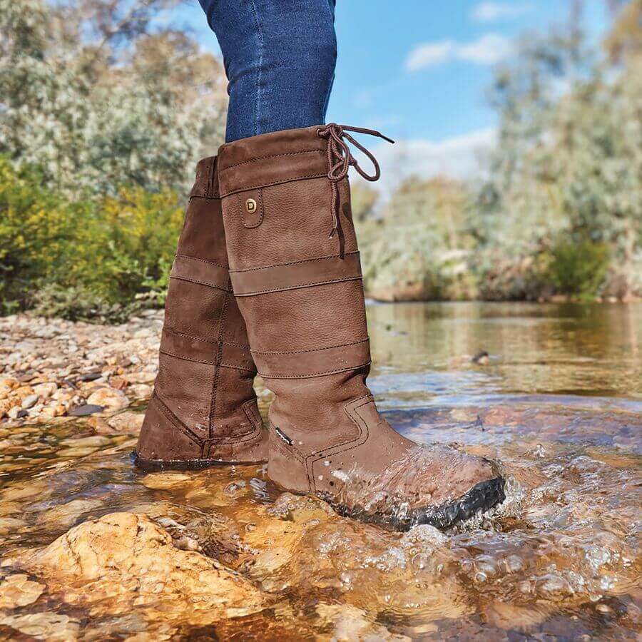 Dublin River Boots III in chocolate waterproof leather, country tall boots