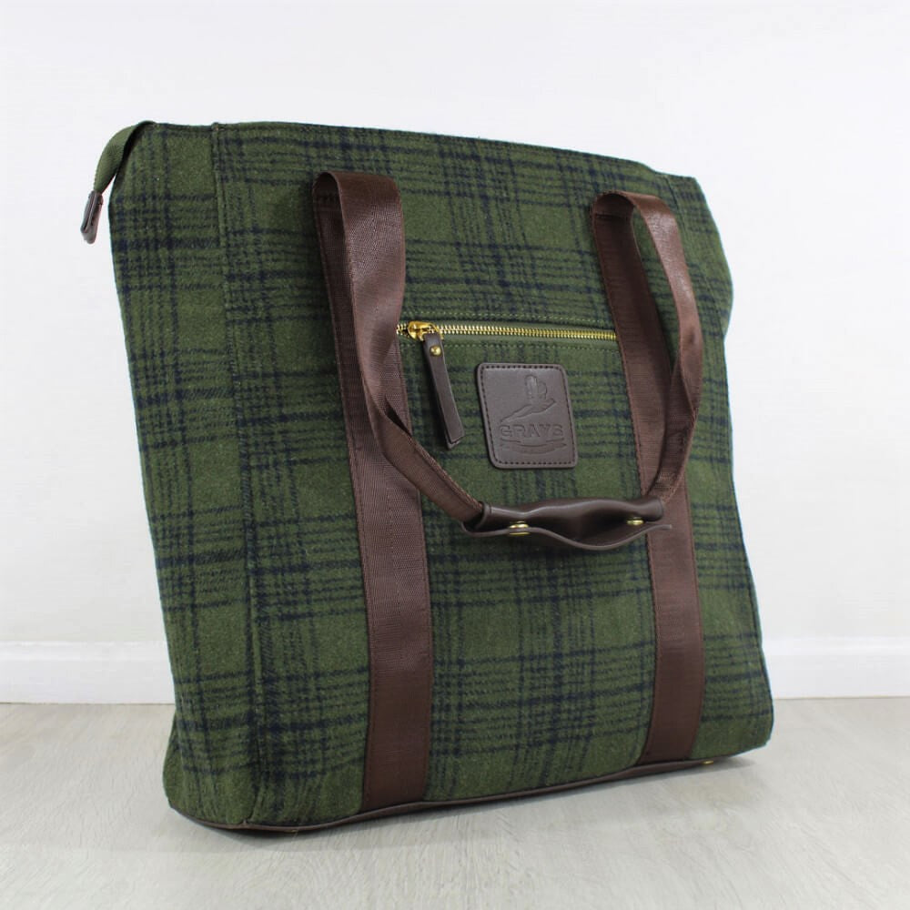 Grays Country Green Tweed Tote Handbag