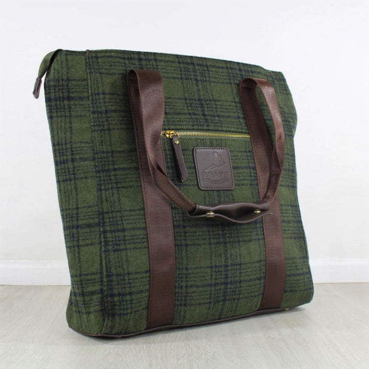 Grays Country Green Tweed Tote Handbag