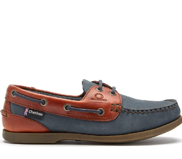Chatham Bermuda Lady G2 Boat Shoe Navy Nubuck with Seahorse Brown Leather Cuff