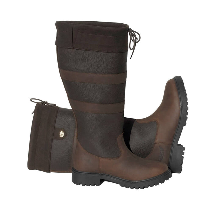 Rhinegold Elite Brooklyn Leather Country Boots in a Wide Calf, colour Brown