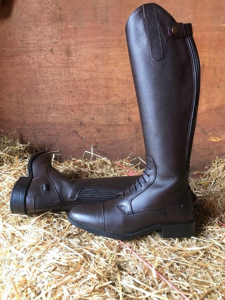 Rhinegold Extra Short Luxus Brown Leather Riding Boot â BFR Equestrian & Country