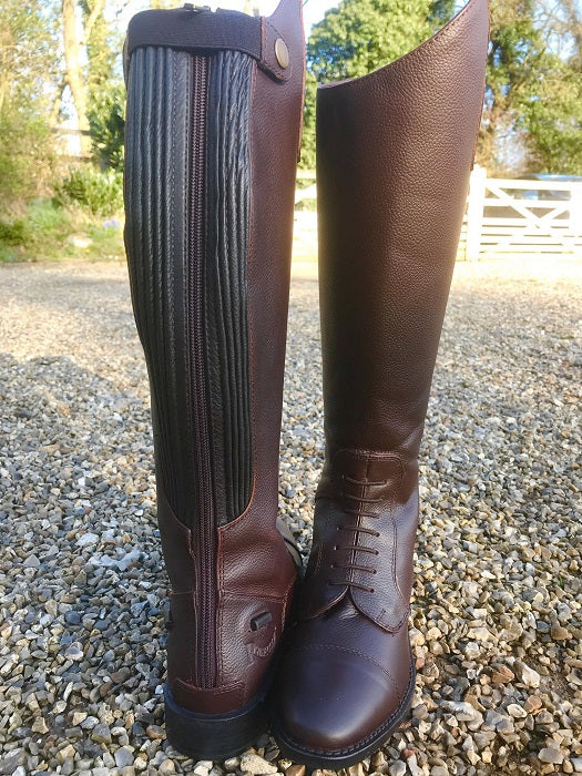 Rhinegold Extra Wide Calf Luxus Riding Boot Brown Leather