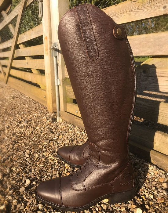 Rhinegold Extra Wide Calf Luxus Riding Boot Brown Leather